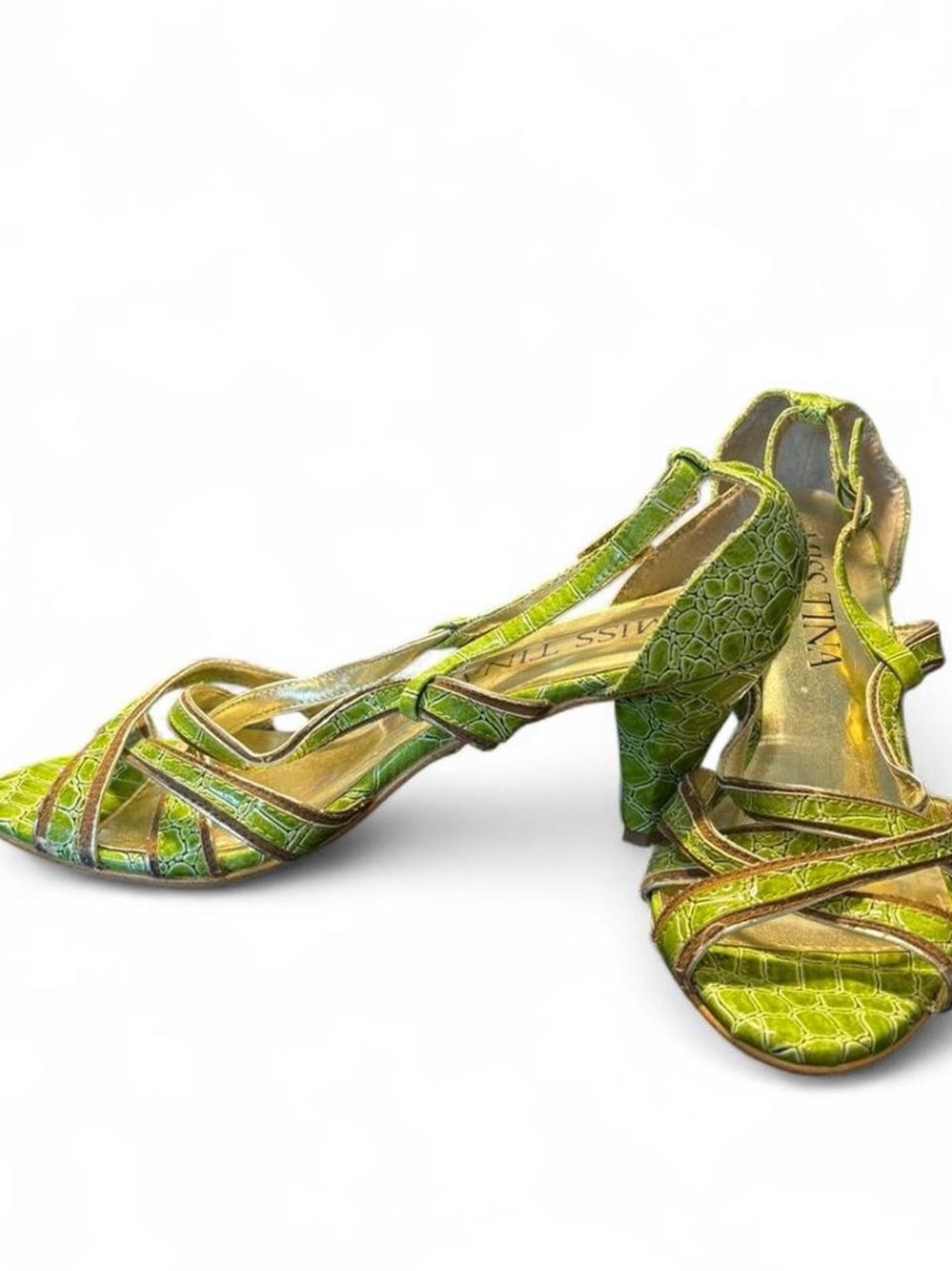 Miss Tina Lime Green Strappy Mid Heels